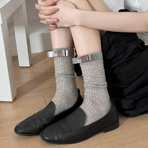 miu风蝴蝶结走秀款芭蕾风堆堆袜