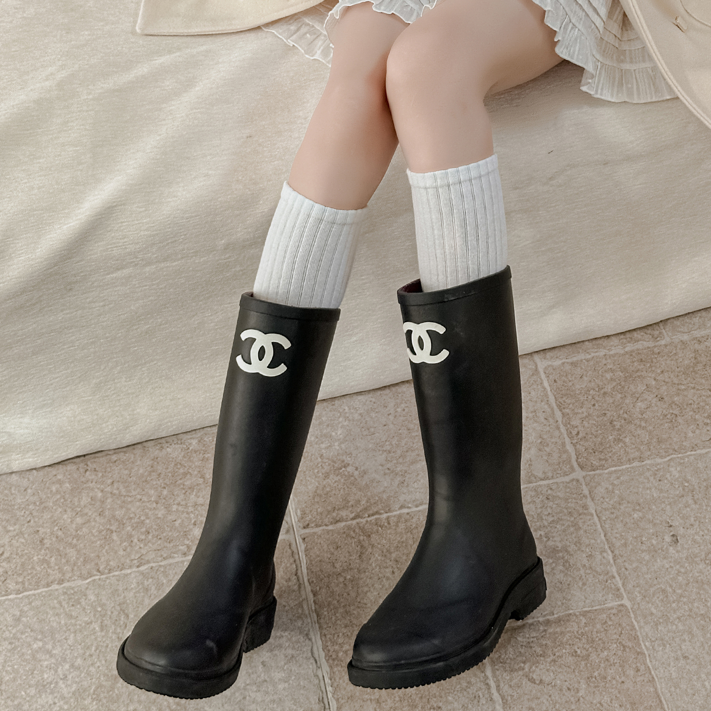 抽条压力显瘦小腿袜配鲨鱼裤长袜