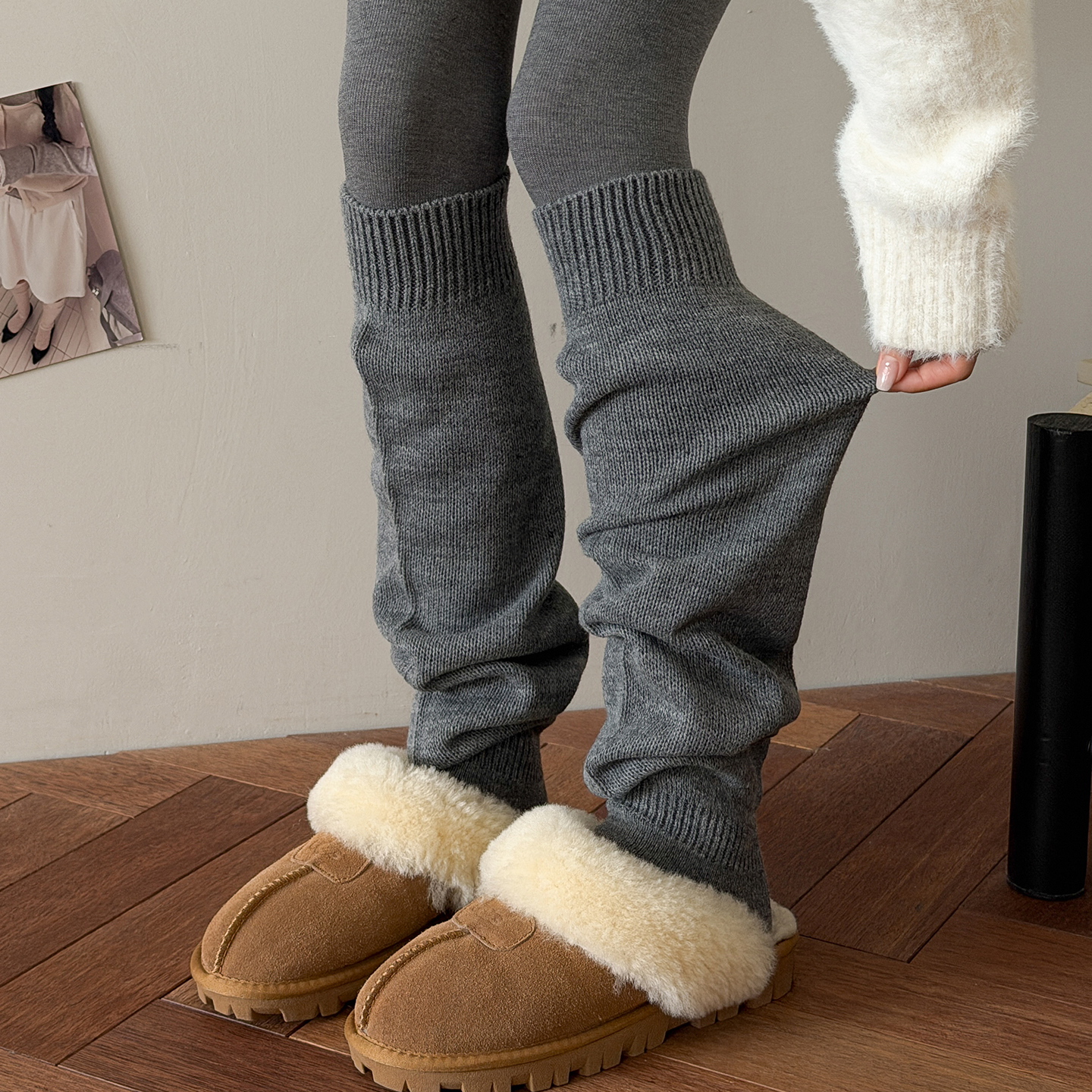 日系针织袜套袜子女大象堆堆袜