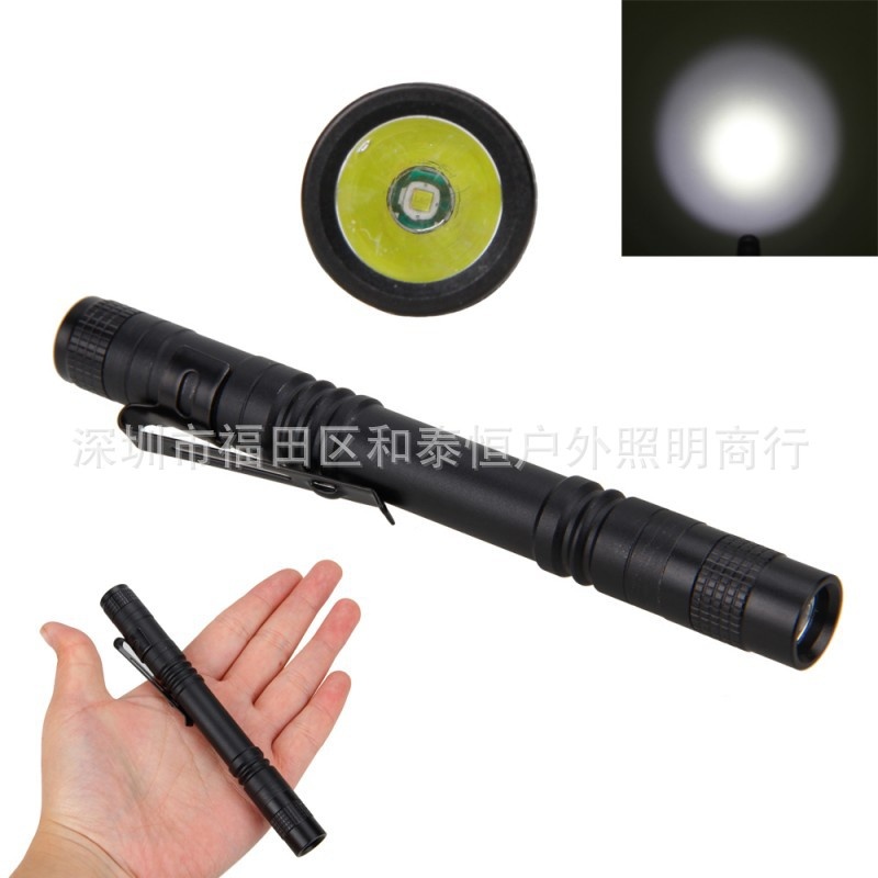 热销7号迷你笔形小手电筒铝合金防水带笔夹礼品灯小手电AAA电池