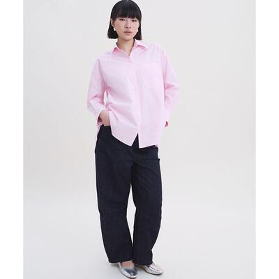 DUIWEI淡粉极简A版纯棉通勤衬衫