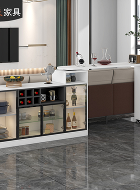 旋转吧台餐边柜一体酒柜家用客厅间厅柜沙发隔断柜高脚桌7G236