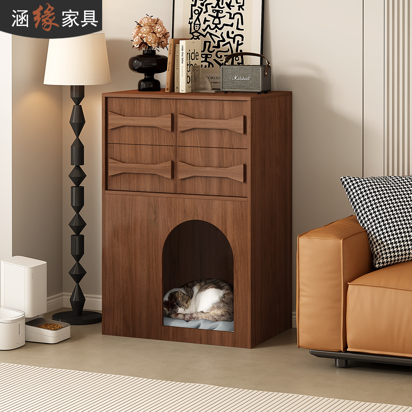 中古风宠物柜边柜一体猫窝狗窝柜子宠物豪华别墅储物柜猫屋子J71,住宅家具,其它柜类,淘宝优惠券,粉丝福利购,淘宝优惠卷