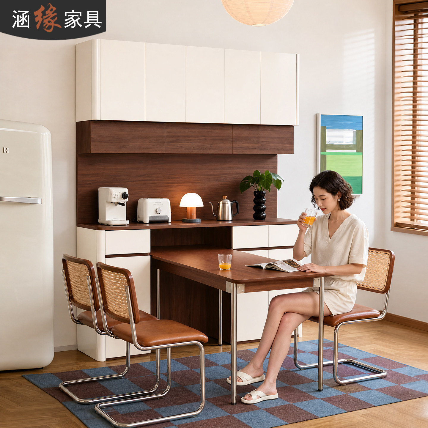 实木餐边柜靠墙一体储物柜收纳柜子置物柜家用餐桌嵌入式餐边柜