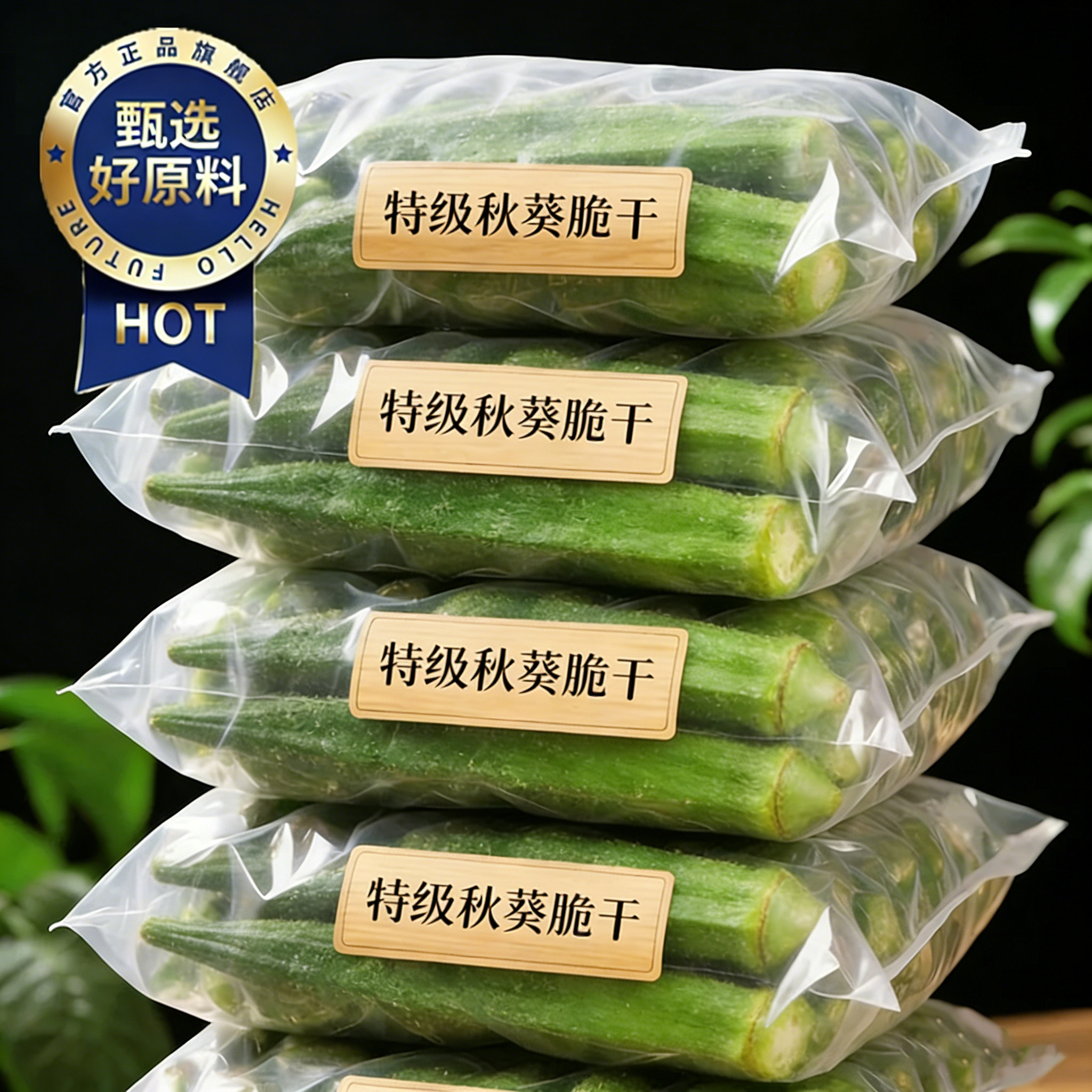 正宗即食秋葵脆干新鲜原味冻干果蔬无添加不油网红办公休闲小零食