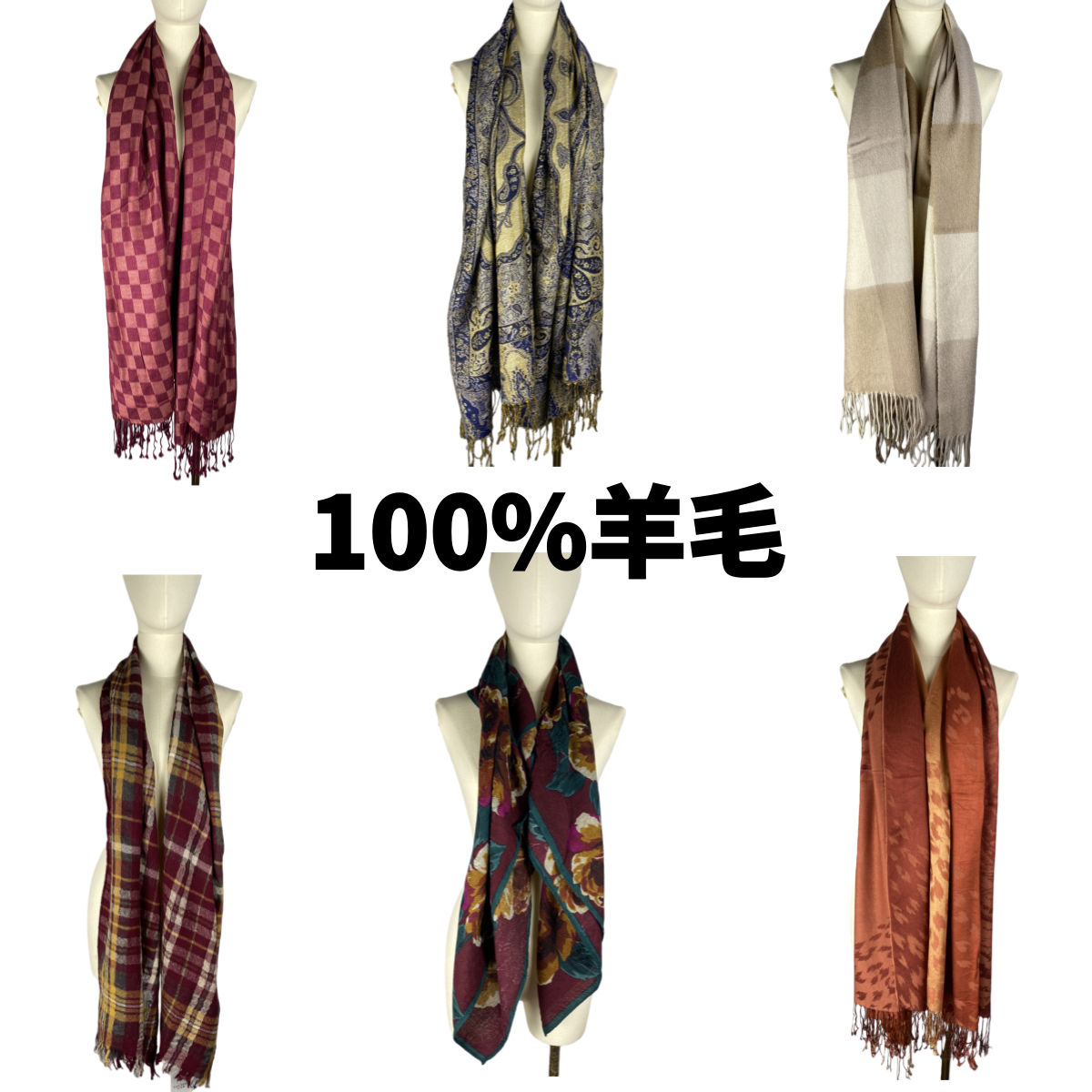 古着vintage日制原单羊毛大披肩格子围巾男女通用厚围巾保暖围脖1