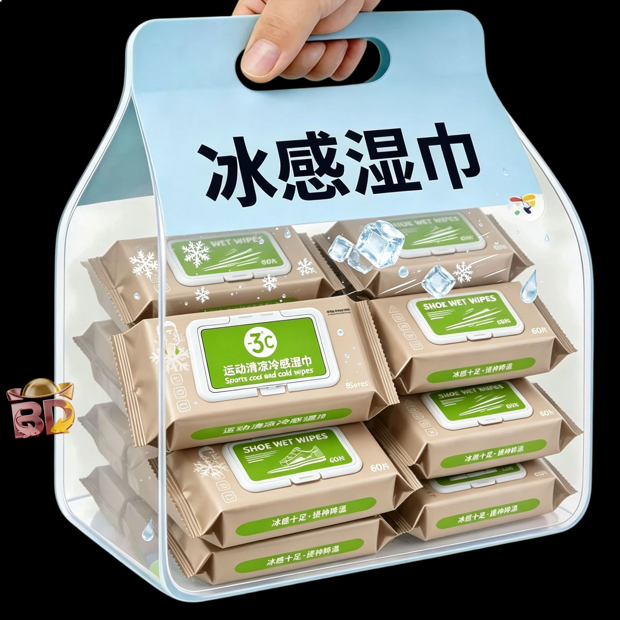 冷感湿巾夏季冰爽降温神器湿纸巾学生户外军训清凉擦汗提神湿巾纸