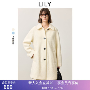 【100%绵羊毛】商场同款LILY冬新款女装学院风毛呢大衣女外套