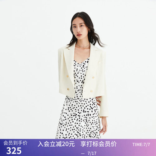 【商场同款】LILY秋新款女装品质羊毛纯色通勤干练短西装外套