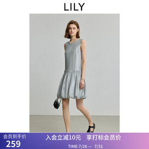 【ART系列】商场同款LILY夏新款格雷系无袖气球裙花苞连衣裙
