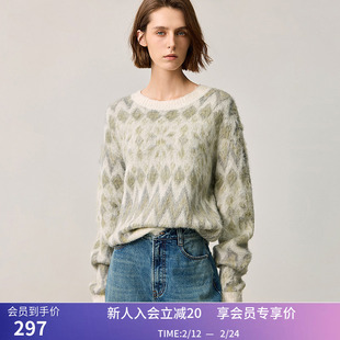 【费尔岛系列】商场同款LILY冬新款女装北欧文艺圆领针织毛衣