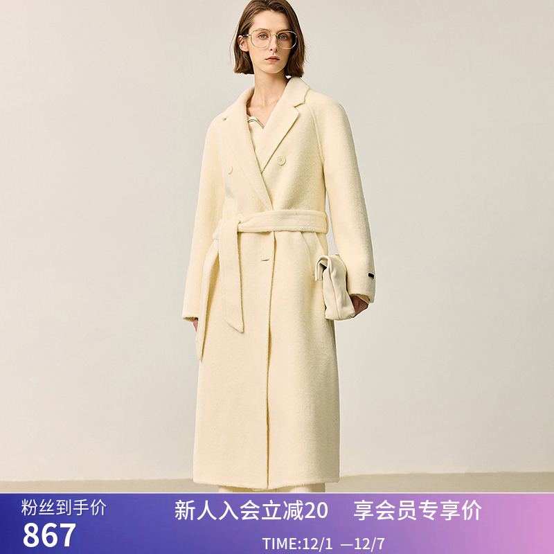 【100%绵羊毛】商场同款LILY冬新款女装收腰双面呢大衣外套女