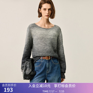 【商场同款】LILY冬新款女装不规则定染渐变宽松针织衫女毛衣