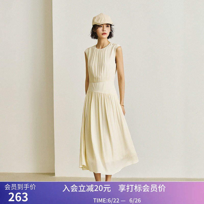 【商场同款】LILY夏新款女装浪漫温柔通勤款无袖连衣裙小白裙