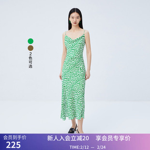 秒杀【商场同款】LILY夏新款女装洋气几何印花性感修身吊带连衣裙