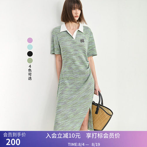 LILY夏新款女装气质都市通勤款设计感不对称收腰POLO连衣裙女