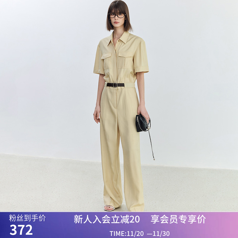 【商场同款】LILY夏新款女装醋酸复古休闲通勤时尚高腰连体裤