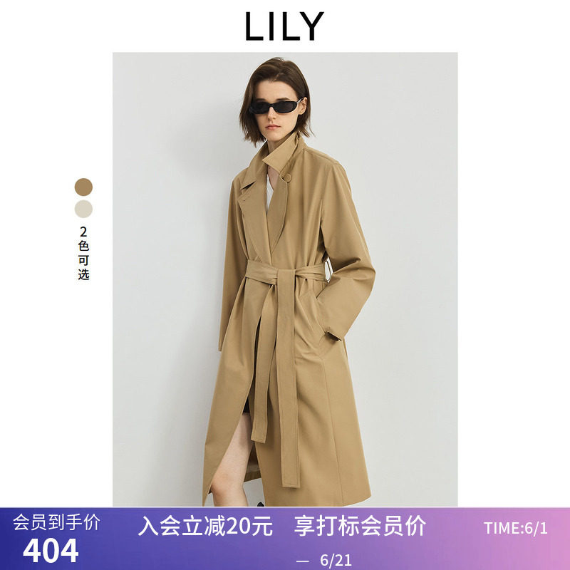 LILY秋新款复古设计感西装领宽松休闲气质职业通勤风衣外套女