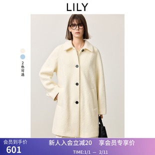 【100%绵羊毛】商场同款LILY冬新款女装学院风毛呢大衣女外套