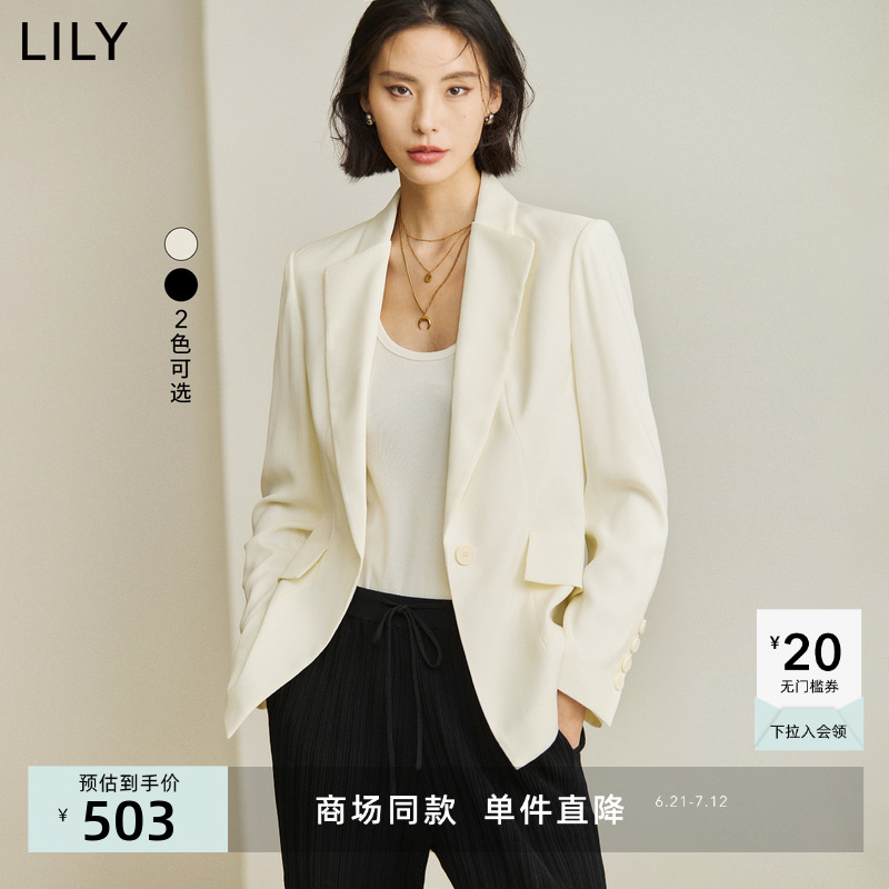 【专柜甄选】LILY2024夏新款女装时尚都市通勤休闲含醋酸西装外套