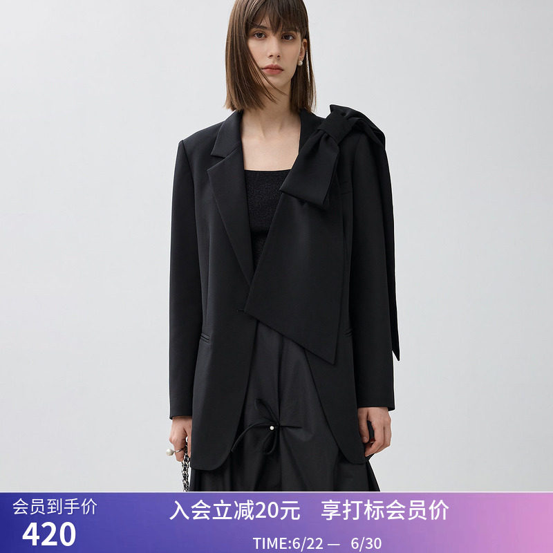 【商场同款】LILY秋新款时髦蝴蝶结设计感修身高级感西装外套