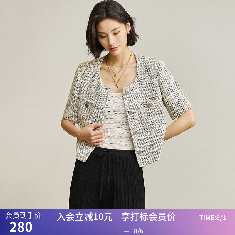 【商场同款】LILY夏新款女装复古小香风短袖短外套小个子上衣