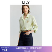 商场同款 衬衫 LILY秋新款 长袖 外套女 纯棉条纹休闲通勤薄款