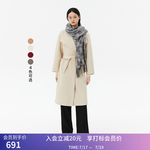 【专柜甄选】LILY冬新款女装绵羊毛含山羊绒长款毛呢外套大衣