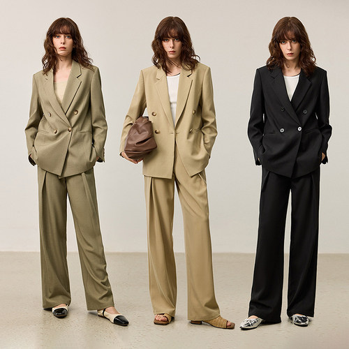 【来了就好】LILY简洁大气商务通勤双排扣宽松百搭西装外套