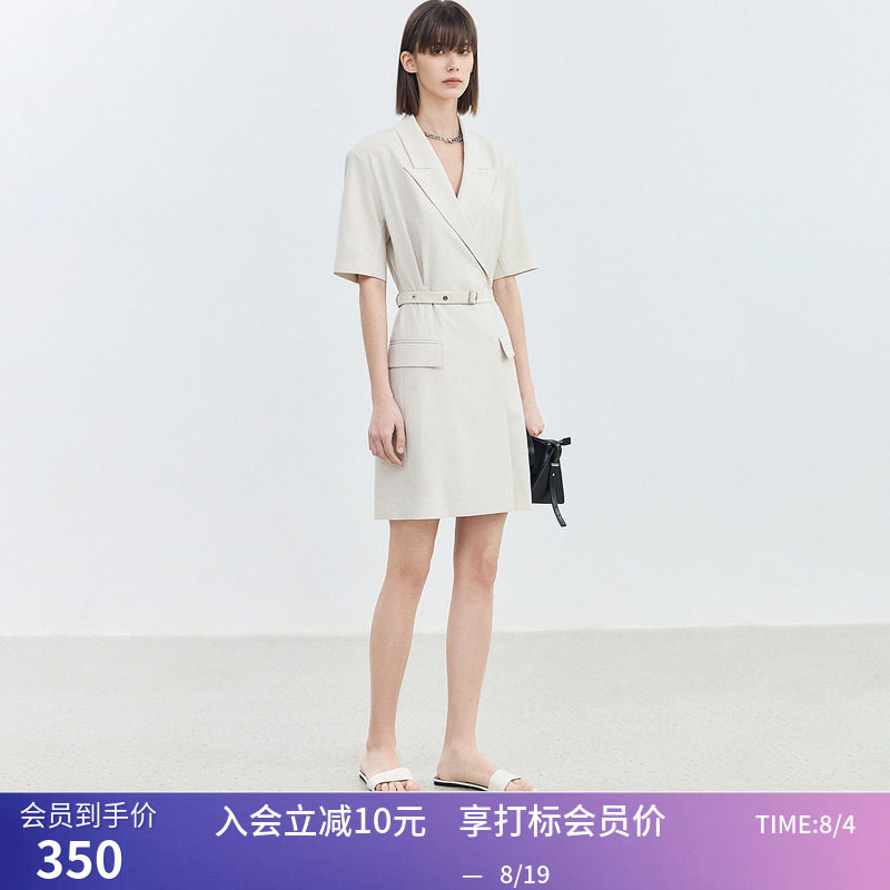 【商场同款】LILY夏款基础简约商务通勤感西装式连衣裙女裙子