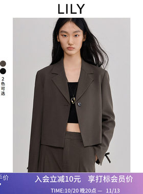 【商场同款】LILY春新款女装设计感时髦休闲通勤西装外套短款