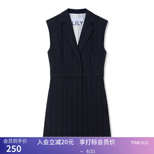 【商场同款】LILY夏新款女装气质通勤款短款无袖西装式连衣裙