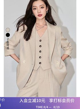 LILY春新款女装通勤款复古双排扣气质时尚休闲西装外套小个子