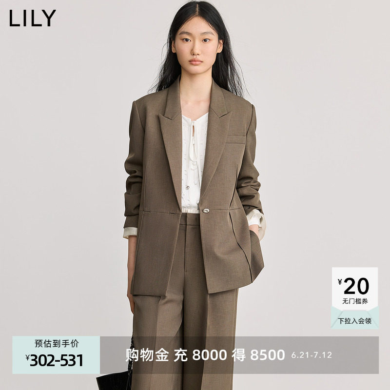 老钱西LILY2025春植物系拼接欧根纱易打理通勤高级感西装外套女