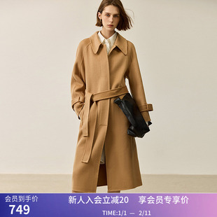 LILY冬新款女装绵羊毛美拉德百搭宽松OL通勤双面呢大衣女外套