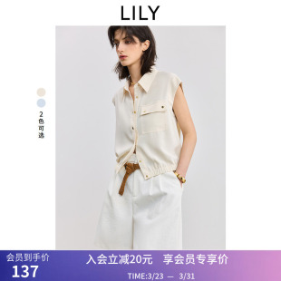 衬衫 简约气质休闲百搭通勤白色无袖 内搭上衣 女装 LILY夏新款