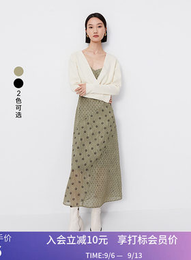 【商场同款】LILY春新款女装设计感两件套扭结毛衫吊带连衣裙