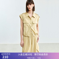 【商场同款】LILY夏新款时尚polo领工装风口袋无袖卡其衬衫女
