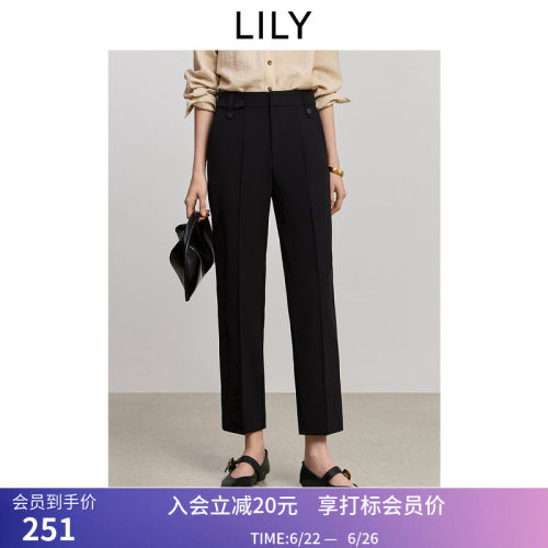 LILY2026夏新款复古窄版职业通勤显瘦高腰九分烟管裤西装休闲裤女