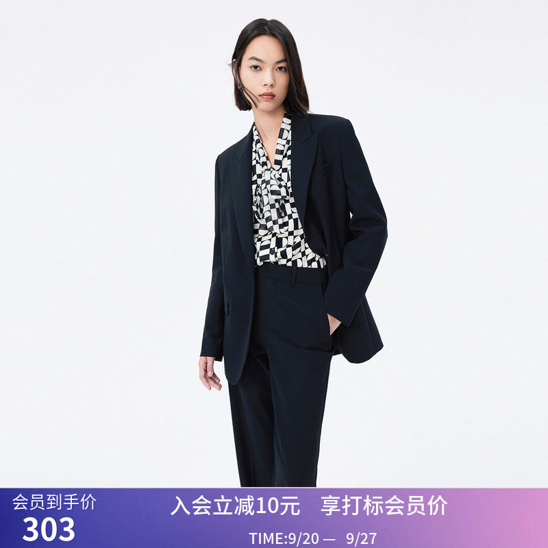【专柜甄选】LILY秋新款女装美丽诺精纺羊毛休闲西装外套女