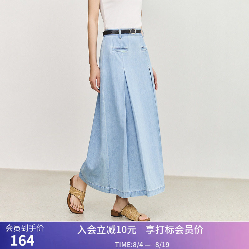 【商场同款】LILY夏新款女装莱赛尔复古休闲学院风牛仔半身裙
