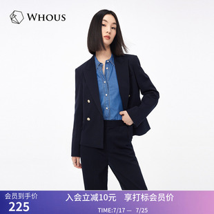 【专柜甄选】LILY冬新款女装复古双排扣短款小个子西装外套女