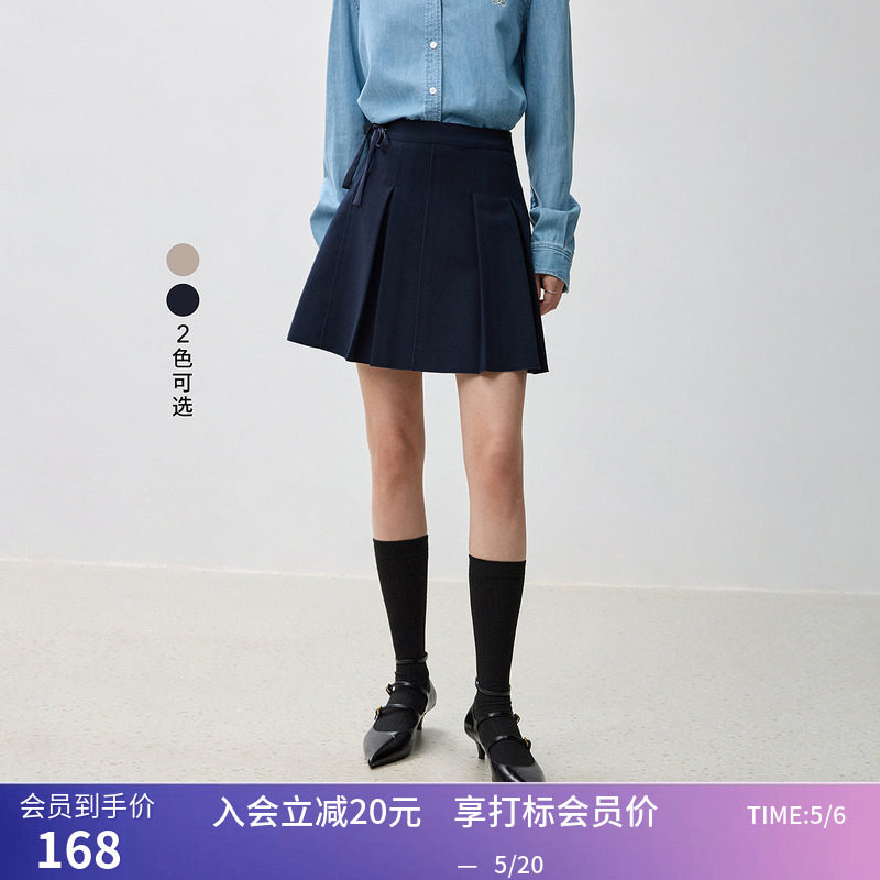 【商场同款】LILY秋新款时尚芭蕾风立体挺阔抽绳百褶裙半身裙