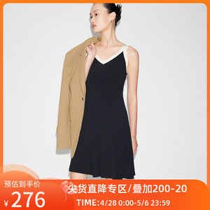 【商场同款】LILY秋新款女装优雅黑白撞色伞摆针织吊带连衣裙