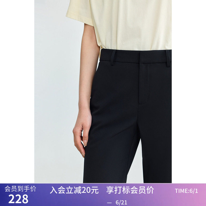 LILY2026夏新款简约显瘦高腰九分修身百搭通勤铅笔裤休闲小黑裤女
