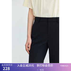 LILY2026夏新款简约显瘦高腰九分修身百搭通勤铅笔裤休闲小黑裤女
