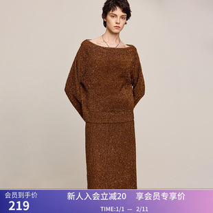 LILY冬新款女装圣诞氛围感金属感纱线细闪百搭针织衫毛衣女款