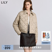LILY2025冬新款 复古简约菱格90鸭绒休闲通勤百搭轻薄羽绒服外套女