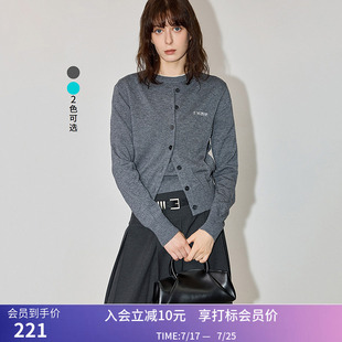 【商场同款】LILY秋新款羊毛混纺学院风减龄圆领针织开衫毛衣