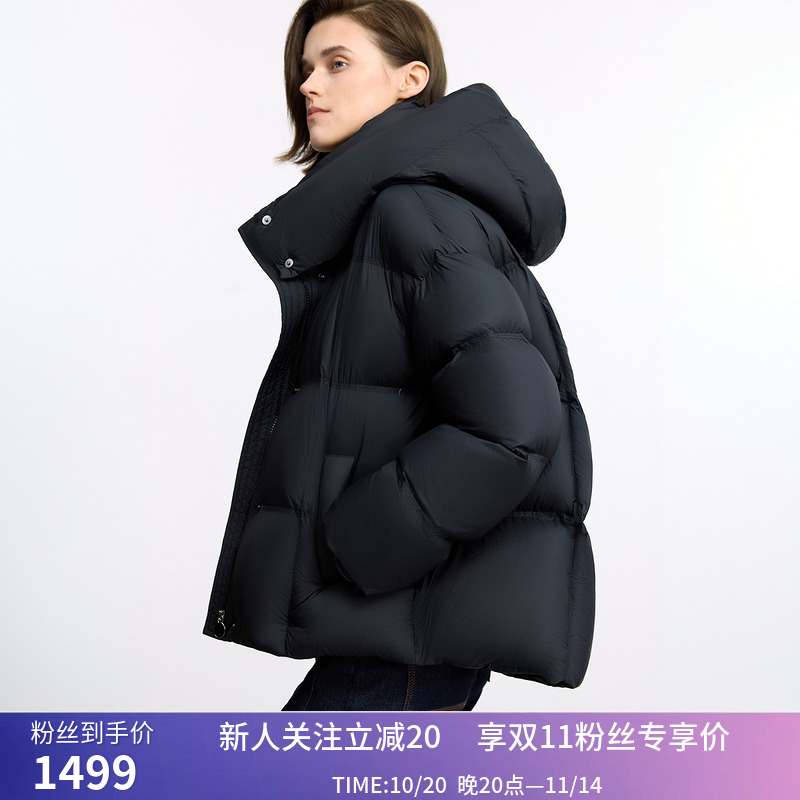 【法奢白金】LILY商场同款2025冬新款连帽纯色泡芙羽绒服女
